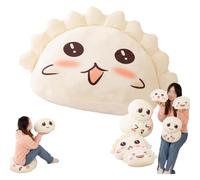 Giant Cute Dumpling & Steamed Bun Plush Toy,Backrest Pillows with Lovely Faces,Soft Cozy Sleeping Stuffed Pillow,Funny Adorable Food Themed Pillow (Happy Dumpling25cm/9.84in)