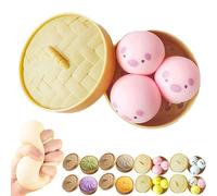 Giant Dumpling Squishy, 10cm Large Dumpling Stress Ball with Steamer Basket, Easter Basket Stuffers Office Desk Gifts (Pig)