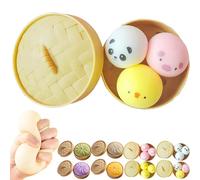 Giant Dumpling Squishy, 10cm Large Dumpling Stress Ball with Steamer Basket, Easter Basket Stuffers Office Desk Gifts (Animal)