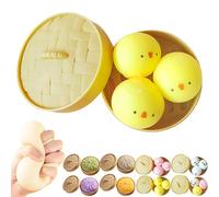 Giant Dumpling Squishy, 10cm Large Dumpling Stress Ball with Steamer Basket, Easter Basket Stuffers Office Desk Gifts (Chicken)
