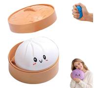 Giant Dumpling Squishy, Jumbo Dumpling Squishy Toy with Steamer Box, Cute Anxiety Relief Fidget Toy, Soft Sensory Squeeze Ball for Kids & Adults (White)