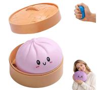 Giant Dumpling Squishy, Jumbo Dumpling Squishy Toy with Steamer Box, Cute Anxiety Relief Fidget Toy, Soft Sensory Squeeze Ball for Kids & Adults (Viola)