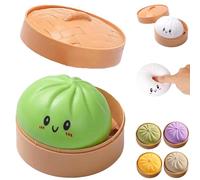 Giant Dumpling Squishy, Jumbo Dumpling Stress Ball, Slow Rising Anxiety Relief Fidget Toy with Cute Steamer Case, Sensory Squishy with Steamer Case (Green, L)