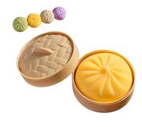 Giant Dumpling Squishy, Jumbo Glitter Rainbow Fidget Toy, Large Soft Squeeze Sensory Ball for Adults & Kids, Stress Anxiety Relief Decompression Dough (Yellow)