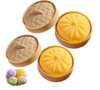 Giant Glitter Dumpling, Giant Dumpling Squishy, Mega Rainbow Dumplings, Bun with Food Steamer Stretchy Desk Toys, Soft Squeeze Decompression Dough (Two Yelllow)