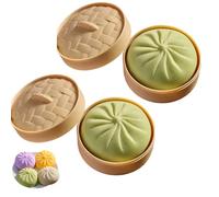 Giant Glitter Dumpling, Giant Dumpling Squishy, Mega Rainbow Dumplings, Bun with Food Steamer Stretchy Desk Toys, Soft Squeeze Decompression Dough (Two Green)