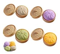 Giant Glitter Dumpling, Giant Dumpling Squishy, Mega Rainbow Dumplings, Bun with Food Steamer Stretchy Desk Toys, Soft Squeeze Decompression Dough (4pcs)