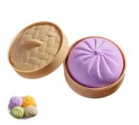 Giant Glitter Dumpling, Giant Dumpling Squishy, Mega Rainbow Dumplings, Bun with Food Steamer Stretchy Desk Toys, Soft Squeeze Decompression Dough (Purple)