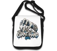 Giant Hand Controlling Buildings - Borsa a tracolla, colore: Bianco