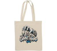 Giant Hand Controlling Buildings - Borsa in cotone naturale, colore: Bianco