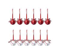 Giant Jingle Bells Metal Bells Decoration Compatible with Christmas Tree Jingle Bells Multicolor Red And White Metal Bells12pcs-whitered QYO