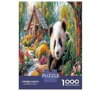 Giant Panda 1000 Pezzi Panda near Cozy Forest Cottage Puzzle Giocattoli Puzzle Per Gioco Familiare Decorazione Per La Casa Per Adulti Regalo Giocattolo 38x26cm/1000pcs