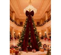 Giant Red Velvet Bow for Christmas Tree, Lazo Grande Para Arbol De Navidad, 31/43/78 Inches Are for Christmas Trees Of Different Sizes and Home Walls and Porches (31in)