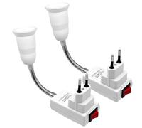 Giantdeer 2PCS E27 Attacco Portalampada, Portalampada con Interruttore, Portalampada a LED a 360° luci da Lettura Regolabili, Porta Lampada E27 Europeo per Lampada da Cucina, Lampade da Parete
