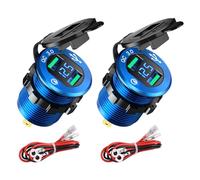 Giantdeer Presa per Caricabatteria Quick Charge 3.0 Dual USB, Caricatore USB 4.8A Impermeabile con Voltmetro LED per Auto 12V/24V, Barca, Moto(Blu)