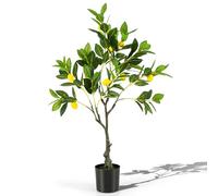 GIANTEX Albero di limone artificiale, altezza 80/120/160 cm, con frutti grandi 9/18/27, pianta decorativa con rami realistici, agrumi in vaso per soggiorno, ufficio, ingresso (80 cm)