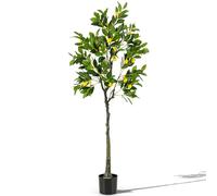 GIANTEX Albero di limone artificiale, altezza 80/120/160 cm, con frutti grandi 9/18/27, pianta decorativa con rami realistici, agrumi in vaso per soggiorno, ufficio, corridoio (160 cm)