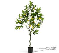 GIANTEX Albero di limone artificiale, altezza 80/120/160 cm, con frutti grandi 9/18/27, pianta decorativa con rami realistici, agrumi in vaso per soggiorno, ufficio, corridoio (120 cm)
