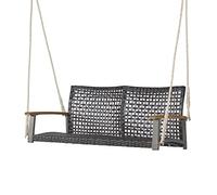 GIANTEX Altalena in vimini per 2 persone in rattan PE con schienale curvo per esterni, corde resistenti, capacità di carico di 360 kg, per terrazza, patio, giardino, balcone