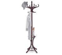 GIANTEX Appendiabiti da 184 cm, Scaffale per Abiti e Cappelli, Appendiabiti in Legno con 12 Ganci, Supporto per Ombrellone, Portabiti Autoportante, per Ingresso, Ufficio, Soggiorno (Marrone)