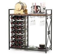 GIANTEX Armadietto porta vino con ripiano per 21 bottiglie e portabicchieri, grande vassoio e ripiano inferiore, 93 x 38 x 102 cm, mobile ausiliario per bar, cantina, sala da pranzo