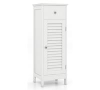 Giantex Armadietto portaoggetti da pavimento per bagno, autoportante, con 1 anta, 1 cassetto e ripiano regolabile a 3 altezze, armadio sottile, organizer per camera da letto, soggiorno, corridoio
