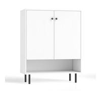 GIANTEX Buffet Soggiorno, Scaffale regolabile in 5 posizioni, scomparto aperto, 2 ante, armadio da cucina, kit antiribaltamento, armadio per ingresso, sala da pranzo, soggiorno, bianco