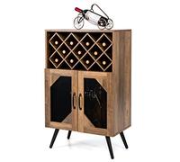 GIANTEX Cantinetta Porta Bottiglie da Vino 3 Scaffali Spazio per 10 Bottiglie, Credenza per Sala da Pranzo, Soggiorno, Cucina, 60x35x95 cm, Marrone