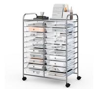 GIANTEX Carrelli Porta Oggetti, con 20 Cassetti, 2 Ruote Bloccabili, Braccioli Metallici, Portabile e Pratico, per Ufficio, Studio, Cucina,Bagno, 5 Colori Disponibili, 64x38x87 cm (1-1)