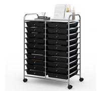 GIANTEX Carrelli Porta Oggetti, con 20 Cassetti, 2 Ruote Bloccabili, Braccioli Metallici, Portabile e Pratico, per Ufficio, Studio, Cucina,Bagno, 5 Colori Disponibili, 64x38x87 cm (1-2)