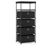 GIANTEX Cassettiera in Tessuto, Comò per Camera da Letto con 3/4 Cassetti Rimovibili e Pieghevoli e Ripiano Aperto, per Soggiorno, Ufficio e Studio, Marrone Rustico e Nero (40 x 30 x 99,5 cm)