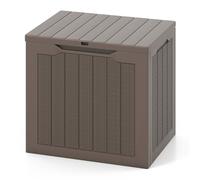 GIANTEX Contenitore per esterni, 96 l, grande scatola da giardino resistente alle intemperie, con coperchio bloccabile e trama intrecciata in rattan, organizer per attrezzi da piscina e giardino