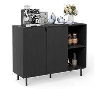 GIANTEX Credenza a Buffet da Cucina con 2 Ante, Ripiani Regolabili e Gambe Metalliche, Kit Antiribaltamento, 106 x 38 x 80 cm, Mobile Portaoggetti per Sala da Pranzo e Soggiorno (Nero)