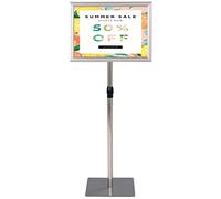 GIANTEX Espositore A3 ad Angolo Retto, Supporto per Informazioni con Struttura in Alluminio, Il Porta Poster Regolabile in 73,5-120 cm Altezza, Nero/Argento (A3 Argento)