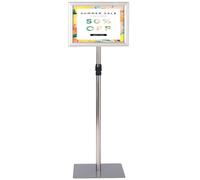 Giantex Espositore A4 ad Angolo Retto, Supporto per Informazioni con Struttura in Alluminio, Il Porta Poster Regolabile in 73,5-120 cm Altezza, Nero/Argento (A4 Argento)