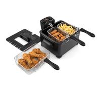 GIANTEX Friggitrice elettrica 2000 W con grande capacità di 5 L, controllo della temperatura regolabile, 3 cestelli staccabili, coperchio con area di visualizzazione trasparente, ideale per famiglie