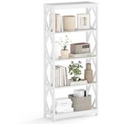 GIANTEX Libreria a 5 livelli, libreria a libro con kit antiribaltamento, scaffale per libri, stile moderno, mobile per ufficio, soggiorno, camera da letto, studio, 70 x 30 x 155 cm, bianco