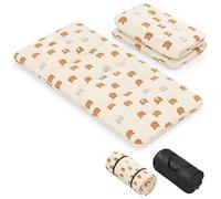 GIANTEX Materasso da pavimento Futon Giapponese, Tappetino Tatami Pieghevole e Portatile, Materasso Pieghevole con Borsa da Trasporto e Fodera Rimovibile (Beige+Orso, 90 x 200 cm)