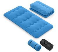 GIANTEX Materasso futon pieghevole, Tatami Futon giapponese portatile con borsa, copertura lavabile, 2 bende incluse, letto futon spesso e traspirante per camera da letto per adulti (Blu,Twin XL)