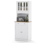 GIANTEX Mobile Dispensa da Cucina, Armadio di Stoccaggio Autonomo con Credenza e 2 Cassetti, Ripiani Regolabili, Ampio Spazio per Forno a Microonde, 2 Colori, 68,5 cm x 40,5 cm x 170 cm (Bianco)