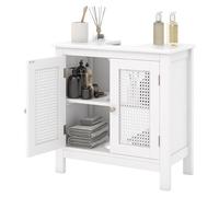 GIANTEX Mobile sotto il lavandino, armadietto basso per il bagno, con 2 ante e taglio a forma di U, ripiano regolabile, armadio basso per il bagno (ante in rattan)