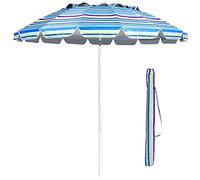 GIANTEX - Ombrellone da spiaggia con ancoraggio, 243 cm, per giardino, terrazza, mercatino, con borsa per il trasporto, protezione solare UV50+ (strisce colorate)