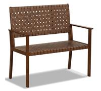 Giantex Panca da giardino a 2 posti con telaio in legno Hevea, panca da esterno ergonomica e resistente alle intemperie, panca per balcone, portico cortile, carico 200 kg, 108 x 57 x 101cm