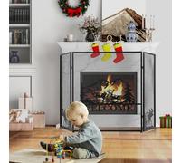 GIANTEX Parascintille per Camino 3 Pannelli, Parafiamma per Camino 132 X 79 CM, Parascintille per Isolamento di Scintille e Ceneri, Griglia di Protezione per Poêle (Welcome, 132 x 79 cm)