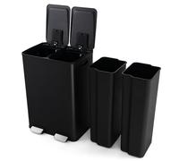 GIANTEX Pattumiera a Doppio Scomparto, 2 x 30 L, in Acciaio Inossidabile, Pattumiera a Pedale, Scatola Deodorante, Coperchio Liscio e Silenzioso, 2 Secchi Rimovibili, Pattumiera Riciclaggio Cucina