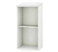 GIANTEX Podio per oratori in legno, leggio da terra con ripiano di stoccaggio e fori per cavi, pulpito per chiesa, aule, seminario, 58 x 40 x 117 cm (bianco)