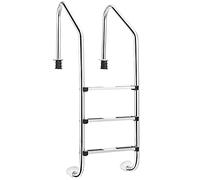GIANTEX Scala per Piscina 3 Gradini, Scaletta Piscina in Acciaio Inox, Gradini Antiscivolo e Braccioli con Protezione, Portata di 150 kg, 53x63x147 cm, Argento
