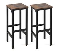 GIANTEX Set di 2 Sgabelli da Bar con Poggiapiedi, Struttura in Metallo, Stile Industriale, per Cucina, Sala da Pranzo, Bistrot, Marrone Rustico