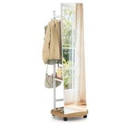 GIANTEX Specchio per tutto il corpo, Specchio da terra con appendiabiti, 45 x 135 cm, Grande specchio con vetro anti-rottura, ganci, superfici di appoggio, ruote, per ingresso, soggiorno, camera da