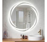 GIANTEX Specchio Rotondo LED per Bagno 60/70/80 CM, Specchio da Trucco Retroilluminato con 3 Colori di Luce, Dimmerazione Continua, Anti-Appannamento, Memoria, Vetro Temperato